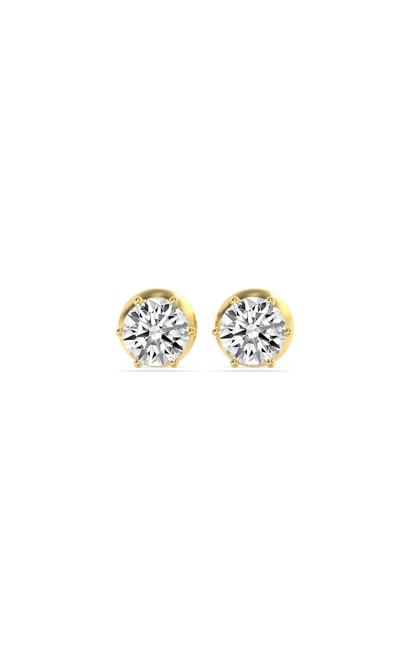 3CTW Round Shaped Lab Grown Diamond (F/VS) Hidden Halo Stud Earrings in 14K Gold