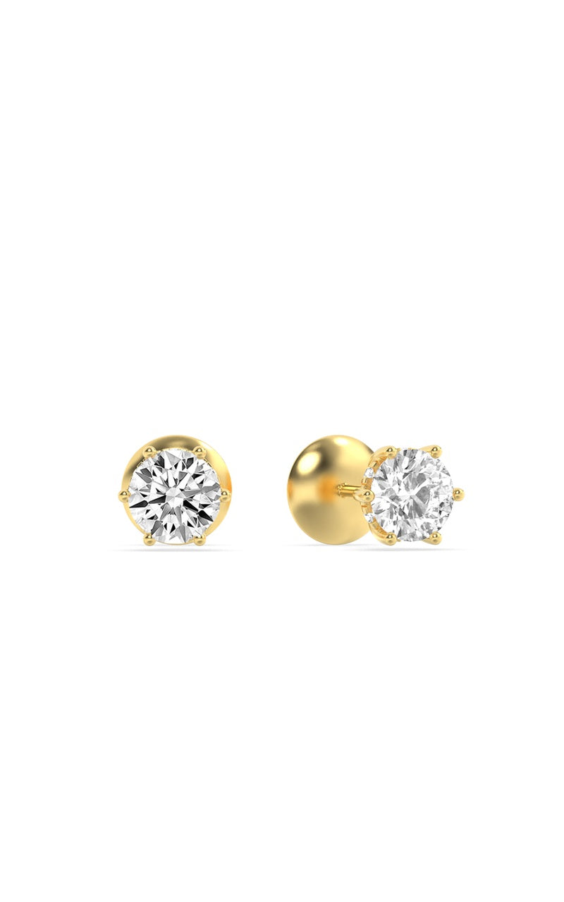3CTW Round Shaped Lab Grown Diamond (F/VS) Hidden Halo Stud Earrings in 14K Gold