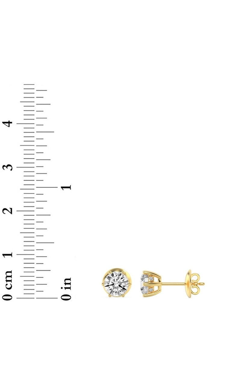 3CTW Round Shaped Lab Grown Diamond (F/VS) Hidden Halo Stud Earrings in 14K Gold