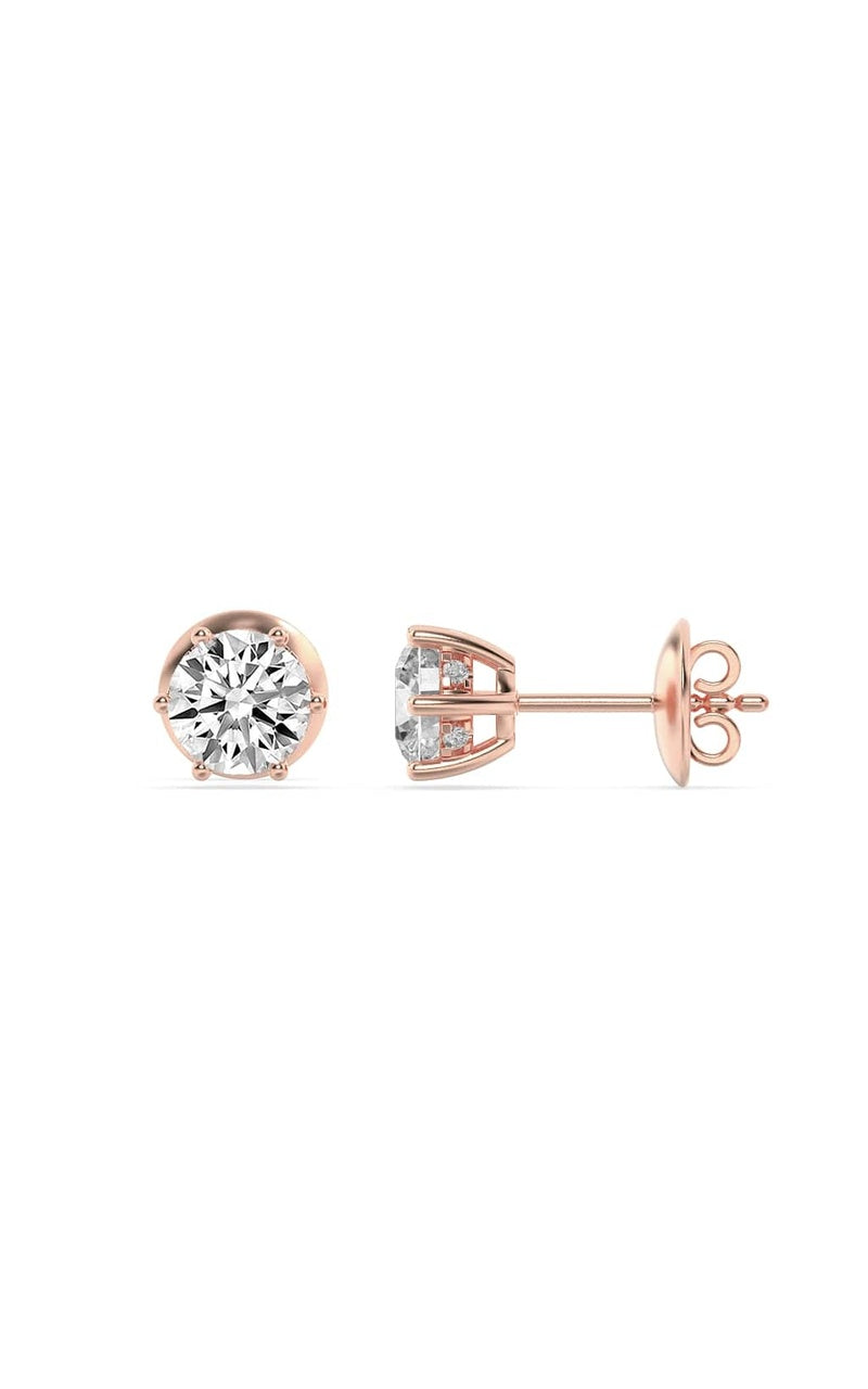 3Cttw Round Shaped Lab Grown Diamond (F/VS) HiddenHalo Stud Earrings in 14K Gold