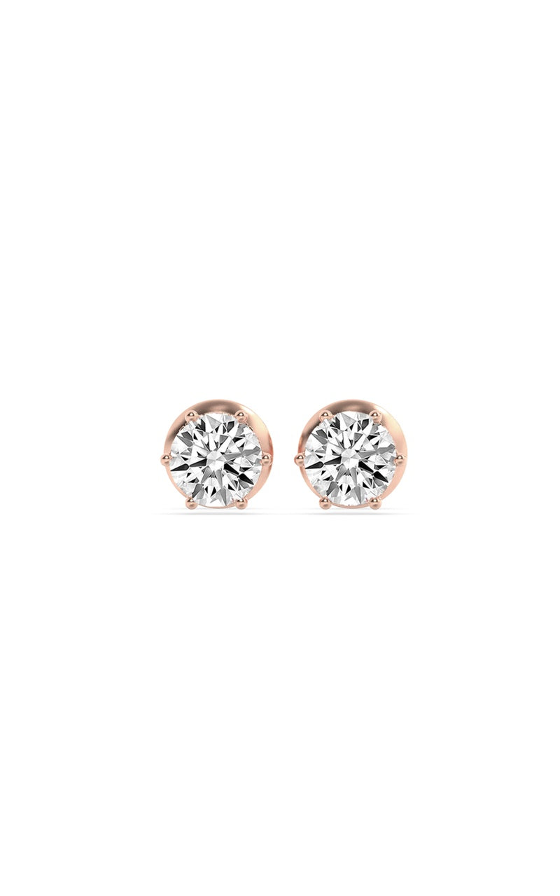 3Cttw Round Shaped Lab Grown Diamond (F/VS) HiddenHalo Stud Earrings in 14K Gold