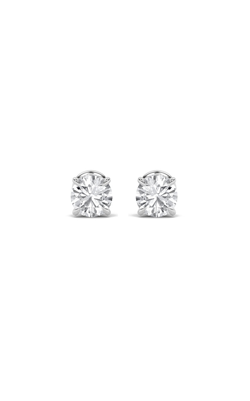 2CTW Round Shaped Lab Grown Diamond (F/VS) Hidden Halo Stud Earrings in 14K Gold