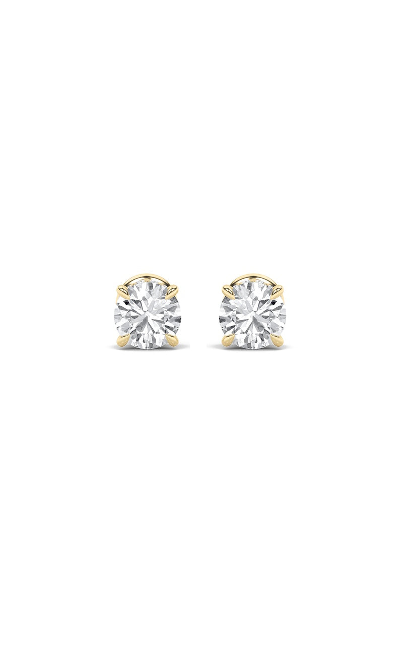 5Cttw Round Shaped Lab Grown Diamond (F/VS) HiddenHalo Stud Earrings in 14K Gold