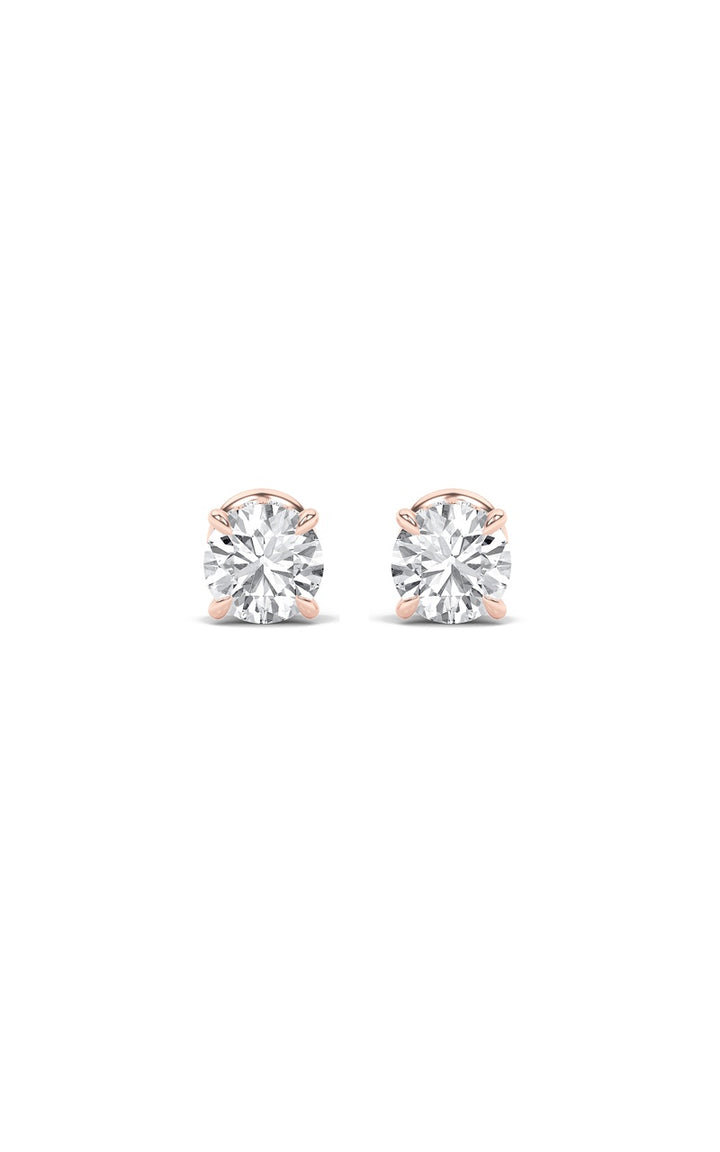 5Cttw Round Shaped Lab Grown Diamond (F/VS) Hidden Halo Stud Earrings in 14K Gold