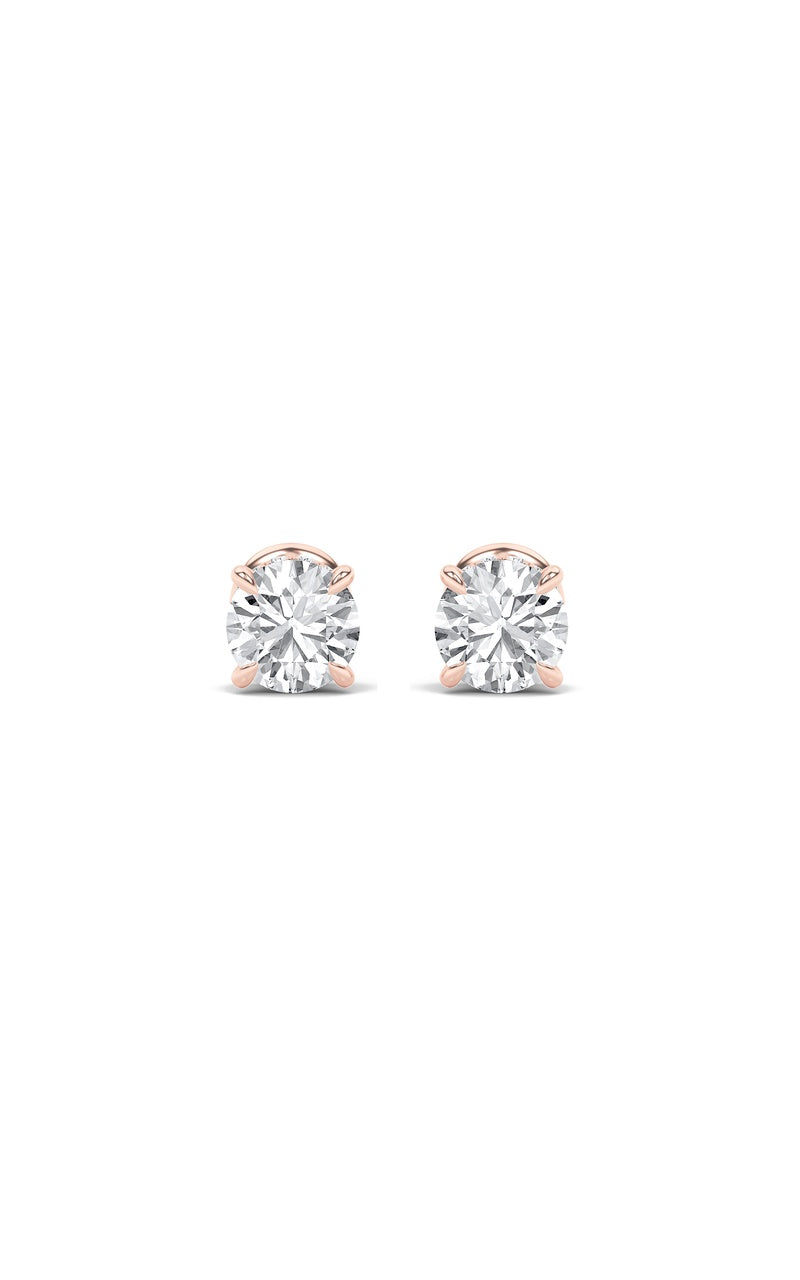 5CTW Round Shaped Lab Grown Diamond (F/VS) Hidden Halo Stud Earrings in 14K Gold