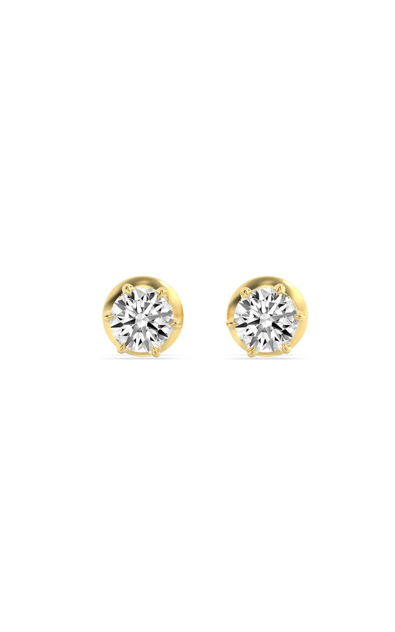 3Cttw Round Shaped Lab Grown Diamond (F/VS) HiddenHalo Stud Earrings in 14K Gold