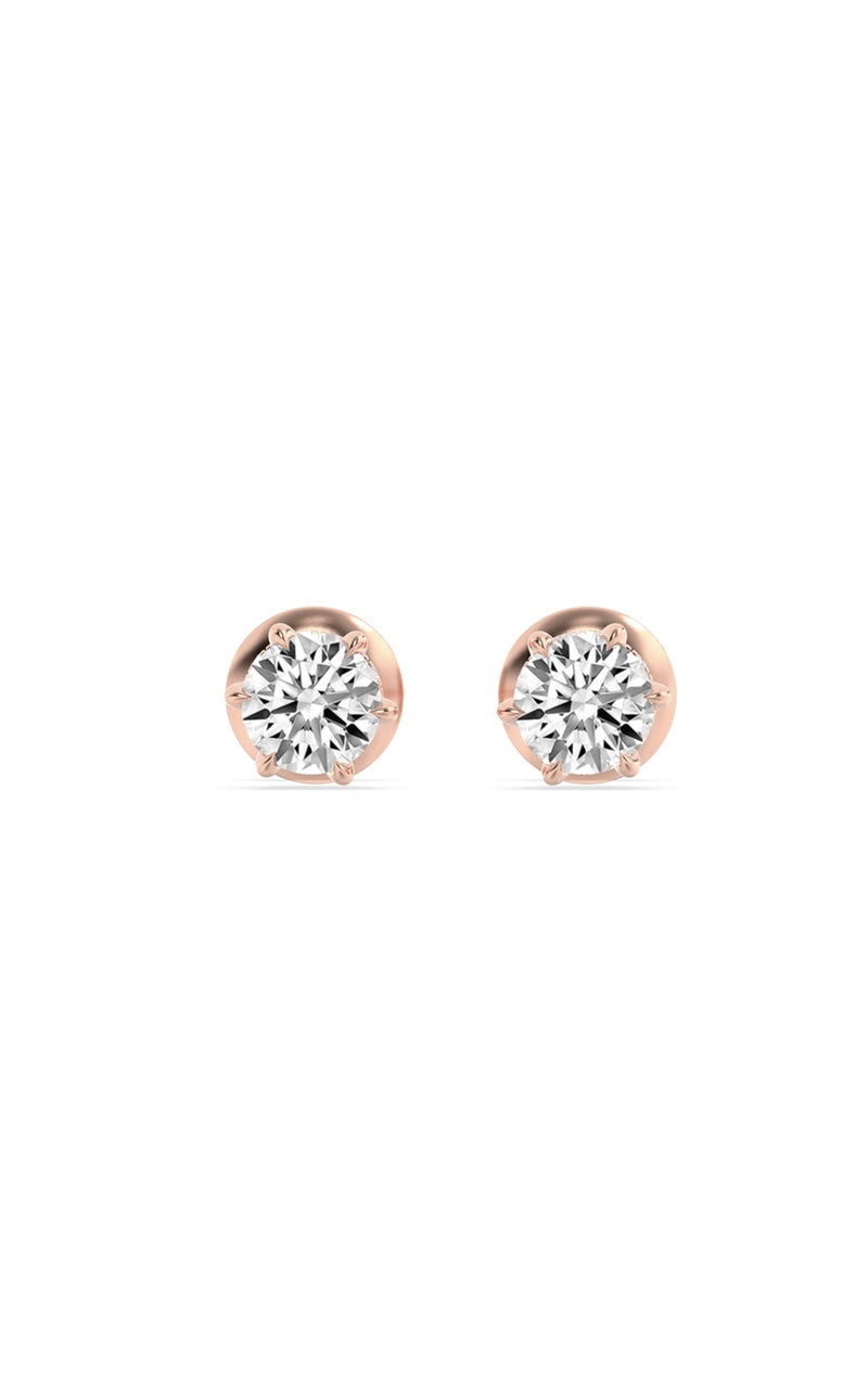 3CTW Round Shaped Lab Grown Diamond (F/VS) Hidden Halo Stud Earrings in 14K Gold