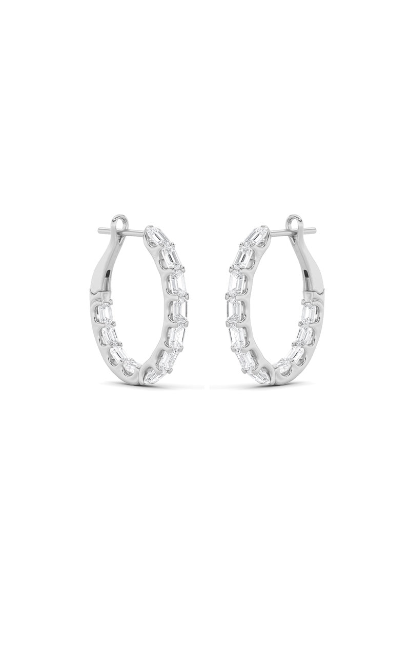 4Cttw Emerald Shaped Lab Grown Diamond (G/VS) Inside Out Hoop Earrings in 14K Gold