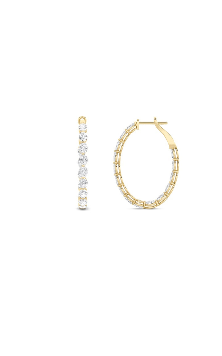 6Cttw Oval Shaped Lab Grown Diamond (F/VS) InsideOut Hoop Earrings in 14K Gold