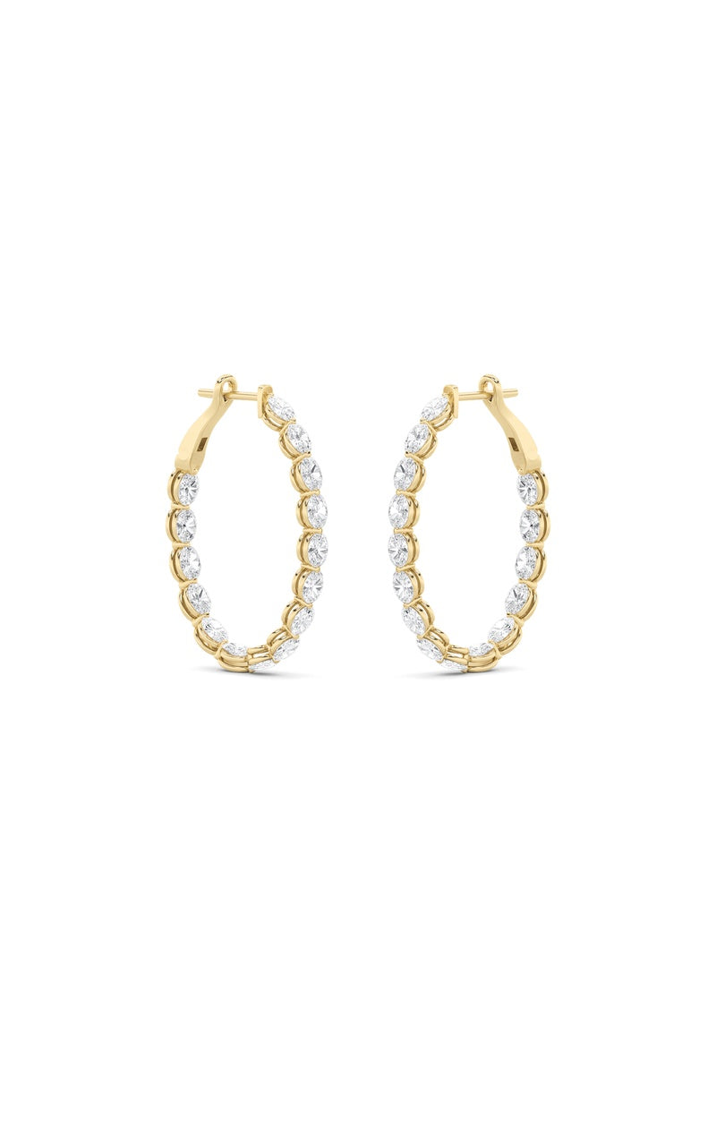 6Cttw Oval Shaped Lab Grown Diamond (F/VS) InsideOut Hoop Earrings in 14K Gold