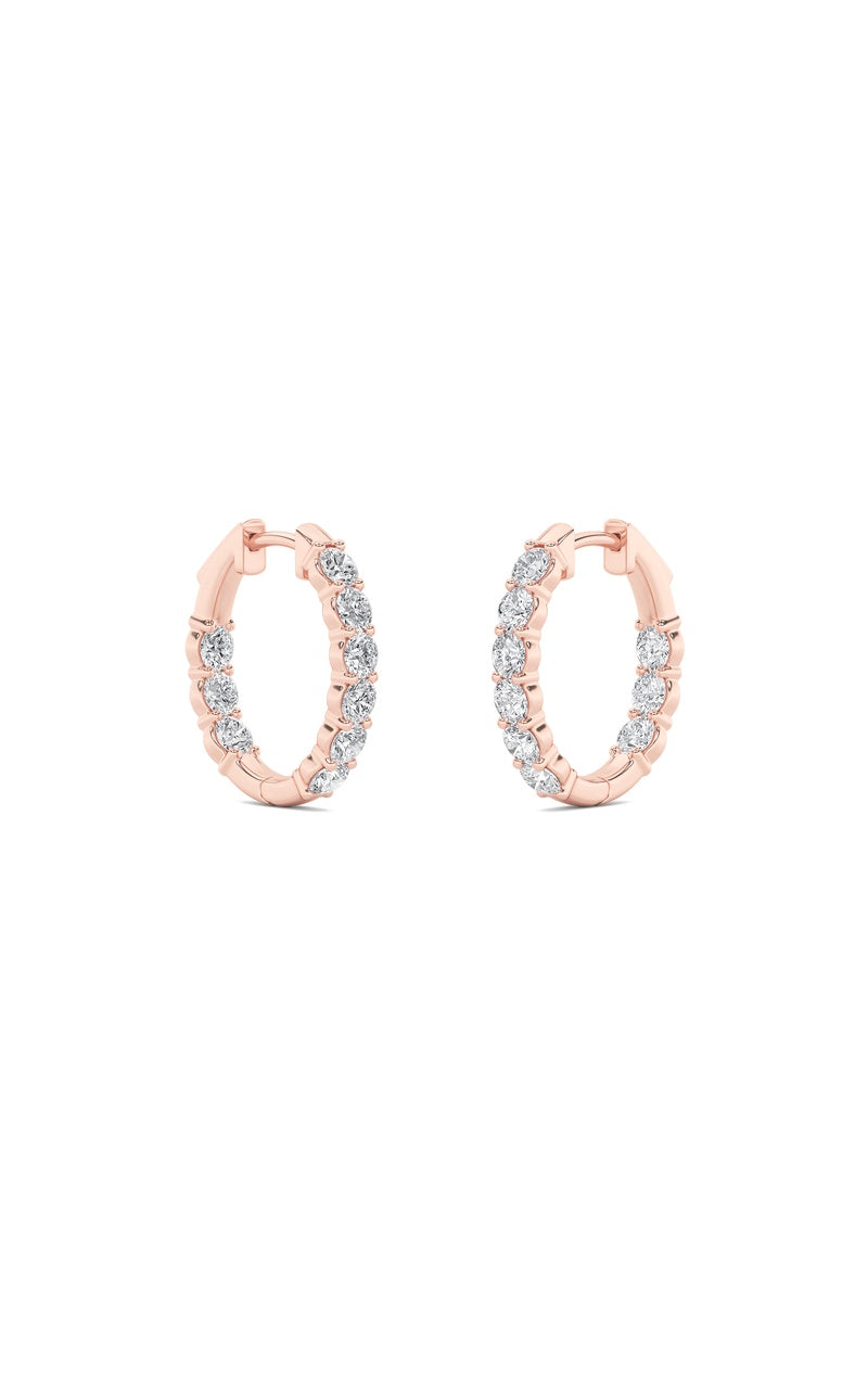 3Cttw Round Shaped Lab Grown Diamond (F/VS) InsideOut Hoop Earrings in 14K Gold