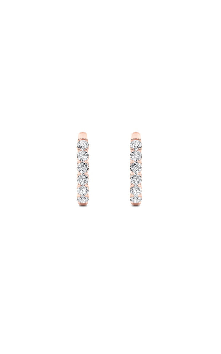 3CTW Round Shaped Lab Grown Diamond (F/VS) Inside Out Hoop Earrings in 14K Gold