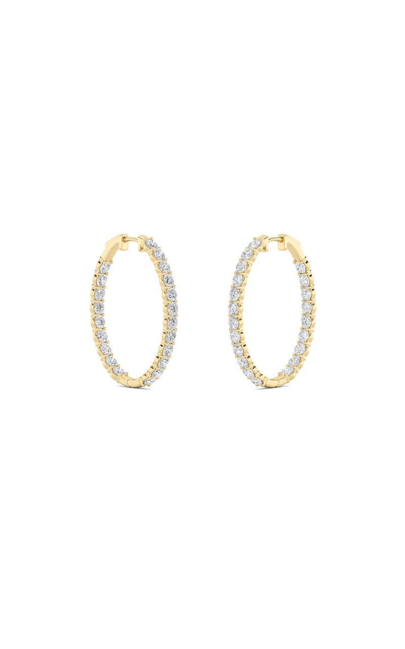 5Cttw Round Shaped Lab Grown Diamond (F/VS) InsideOut Hoop Earrings in 14K Gold