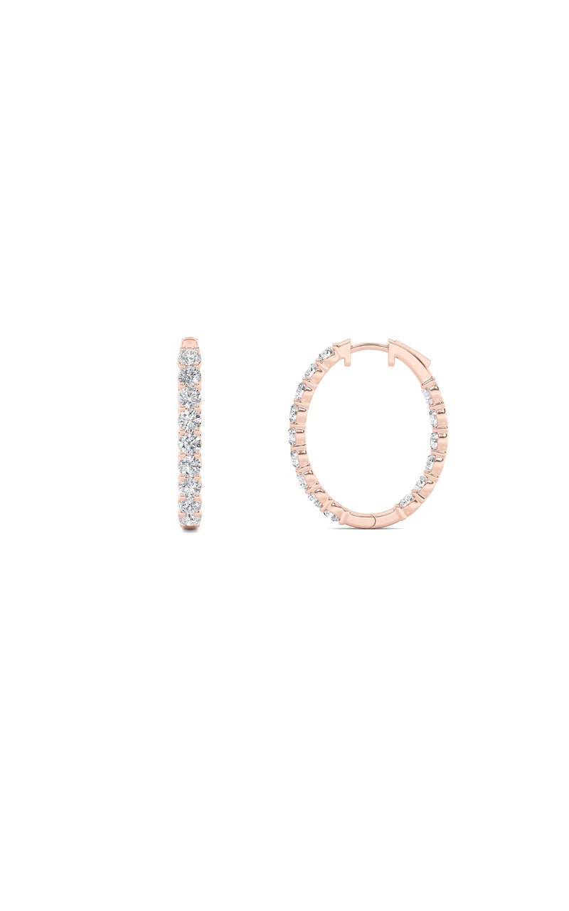 5CTW Round Shaped Lab Grown Diamond (F/VS) Inside Out Hoop Earrings in 14K Gold