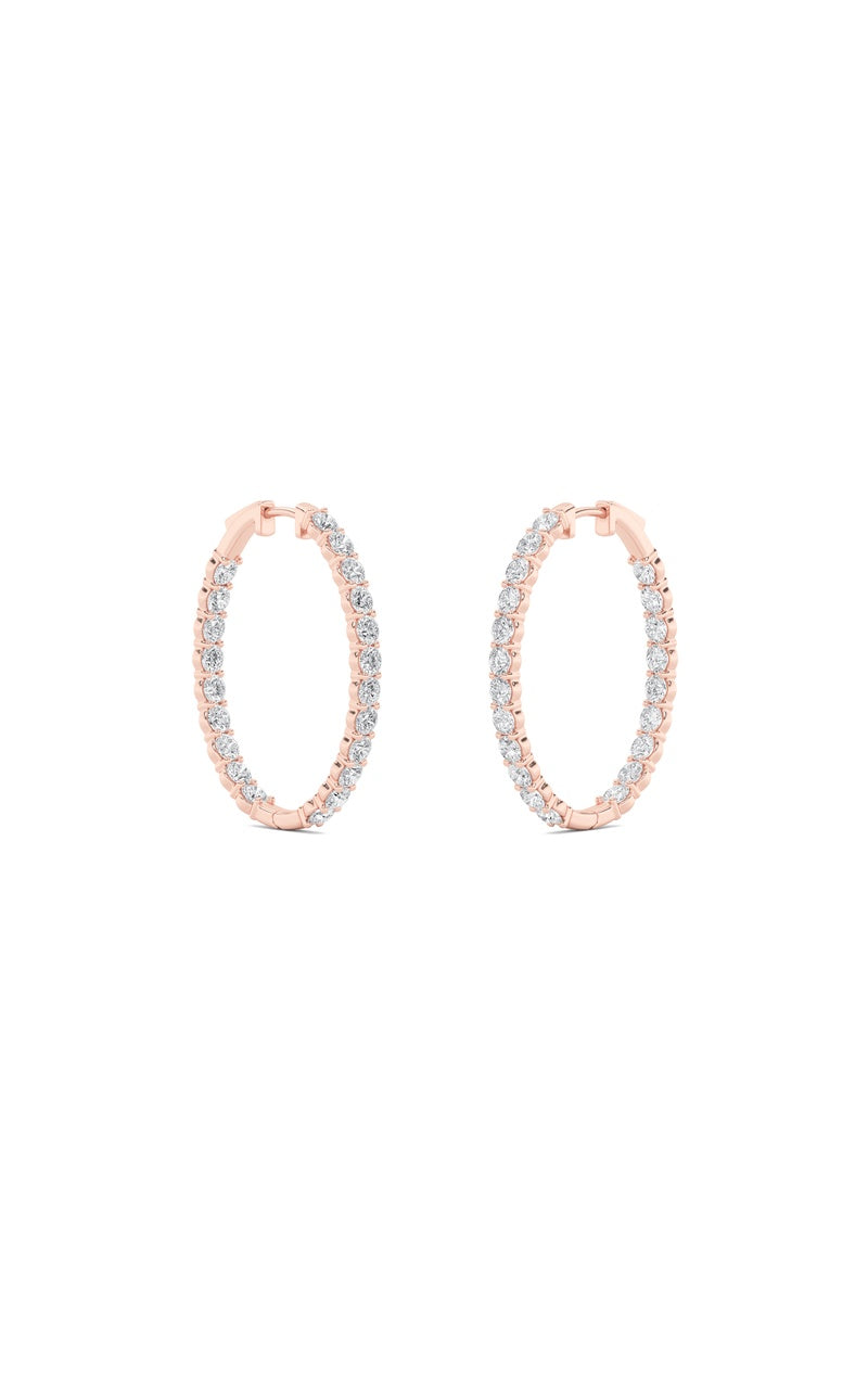5CTW Round Shaped Lab Grown Diamond (F/VS) Inside Out Hoop Earrings in 14K Gold