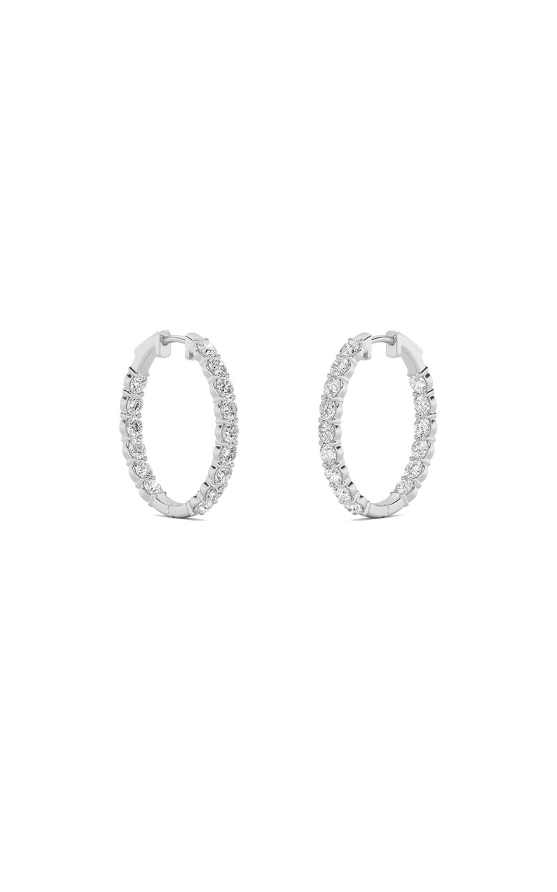 7CTW Round Shaped Lab Grown Diamond (F/VS) Inside Out Hoop Earrings in 14K Gold