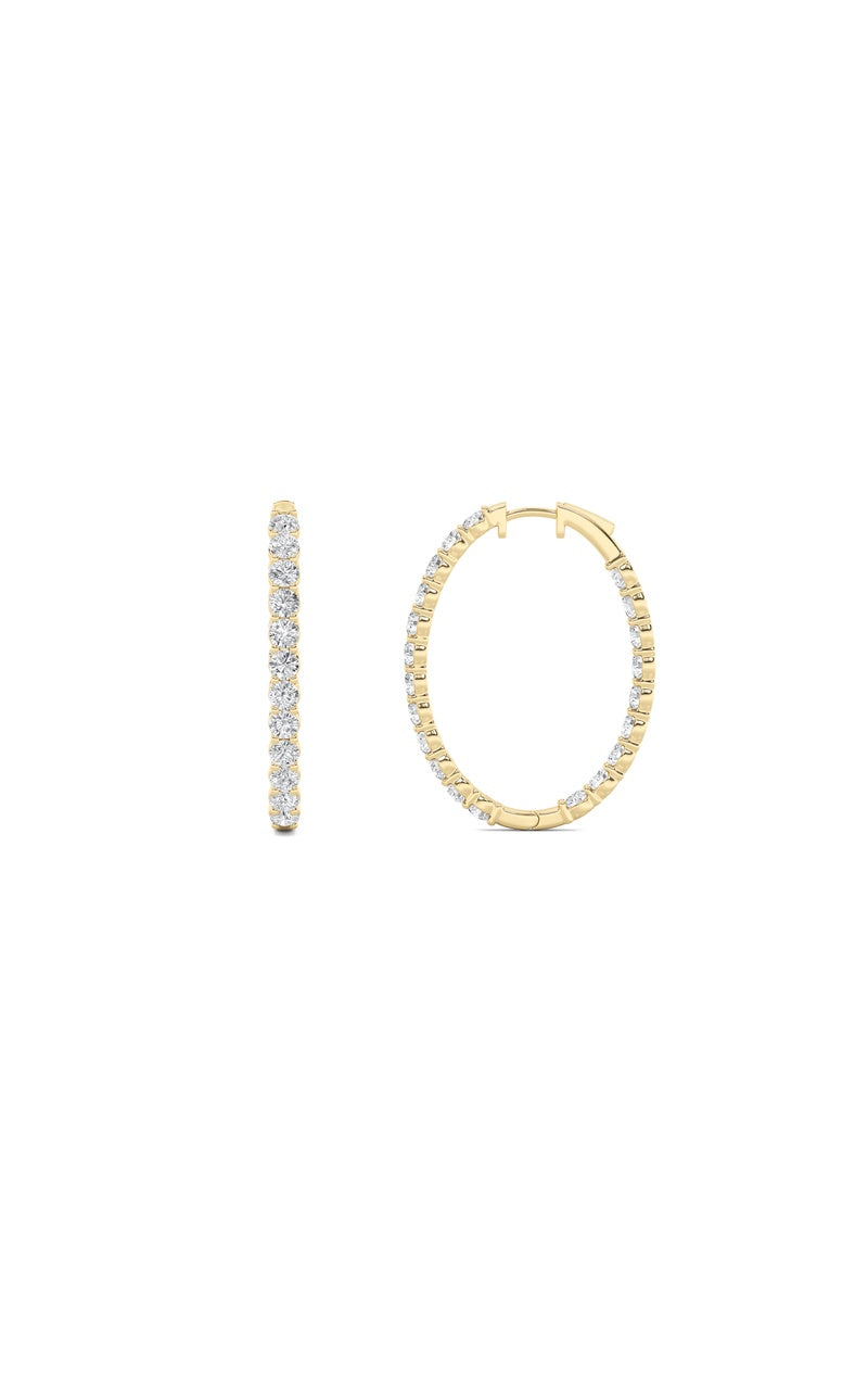 7CTW Round Shaped Lab Grown Diamond (F/VS) Inside Out Hoop Earrings in 14K Gold