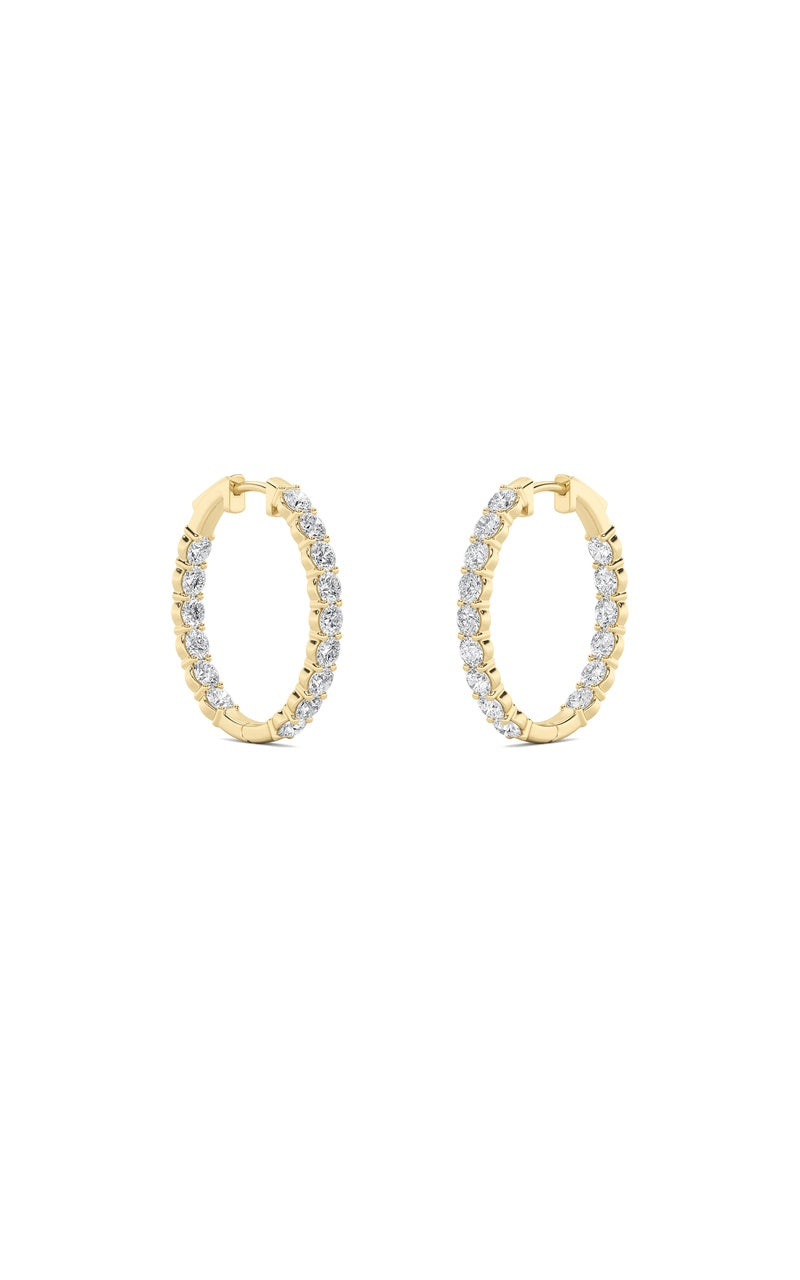 7Cttw Round Shaped Lab Grown Diamond (F/VS) InsideOut Hoop Earrings in 14K Gold