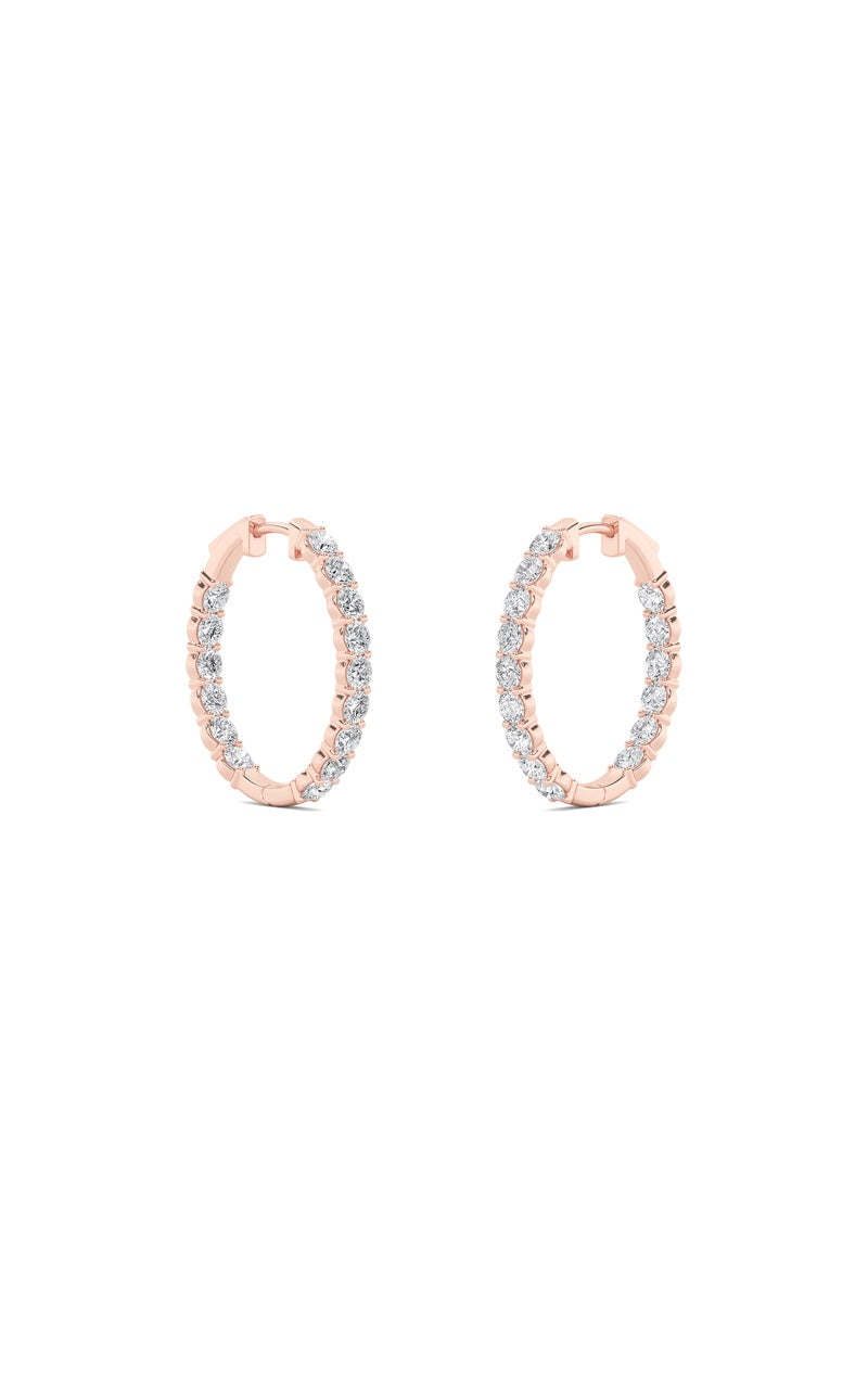 7Cttw Round Shaped Lab Grown Diamond (F/VS) InsideOut Hoop Earrings in 14K Gold