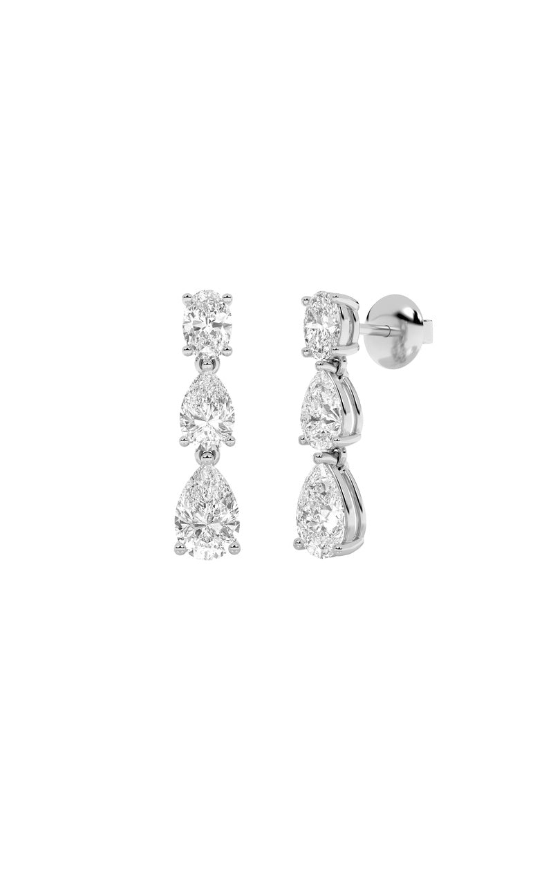 5CTW Pear Shaped Lab Grown Diamond (F/VS) Dangle Earrings in 14K Gold