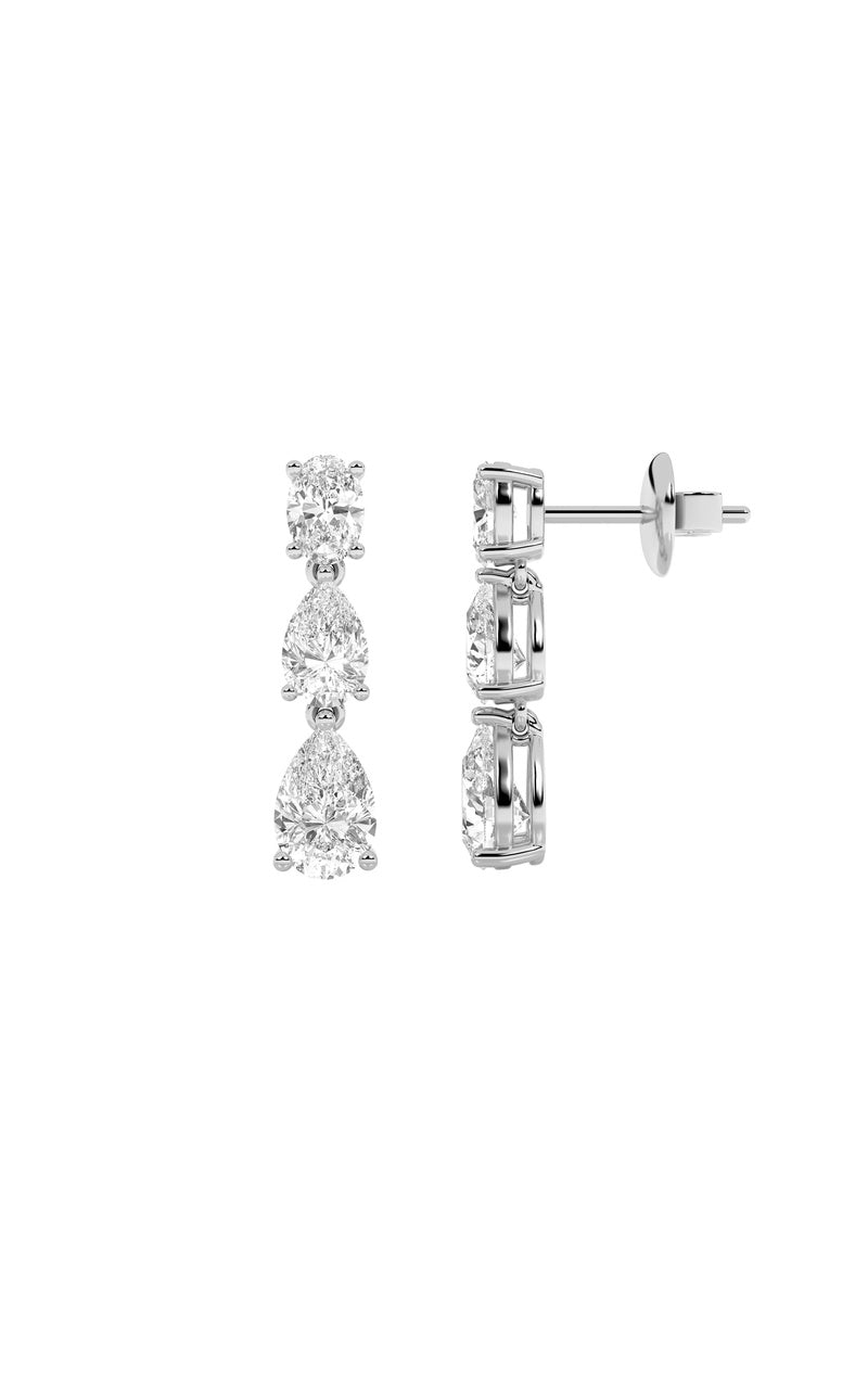 5CTW Pear Shaped Lab Grown Diamond (F/VVS) Dangle Earrings in 14K Gold