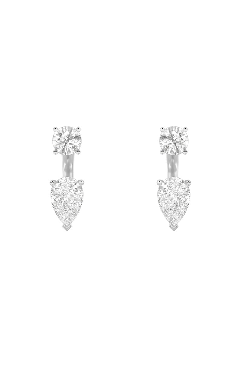 3.5Cttw Pear Shaped Lab Grown Diamond (F/VS) StudEarrings with J Hoop Earrings in 14K Gold