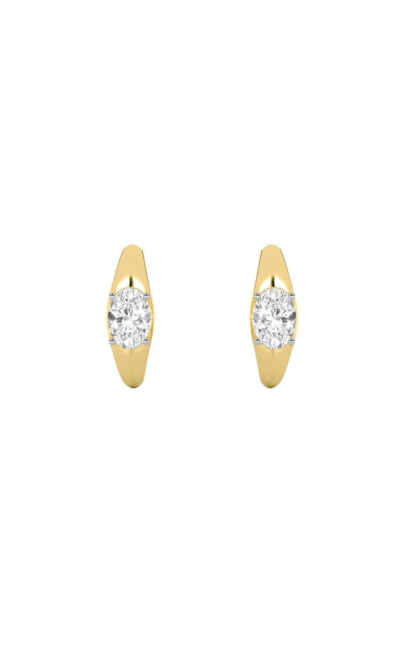 2CTW Oval Shaped Lab Grown Diamond (G/VS) Huggie Earrings in 10K Gold