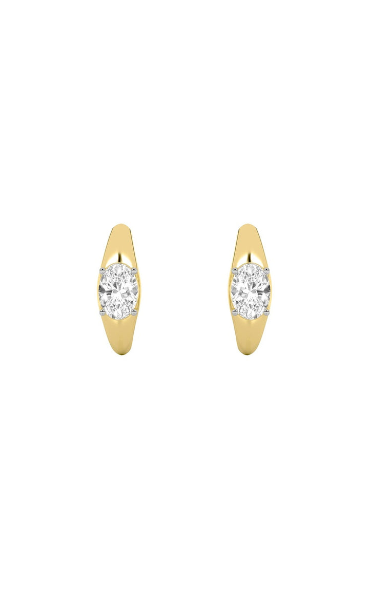 2CTW Oval Shaped Lab Grown Diamond (G/VS) Huggie Earrings in 10K Gold