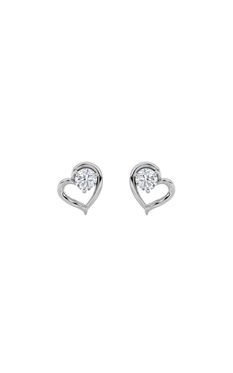 0.5Cttw Round Shaped Lab Grown Diamond (F/VS) Heart Shaped Stud Earrings in 14K Gold