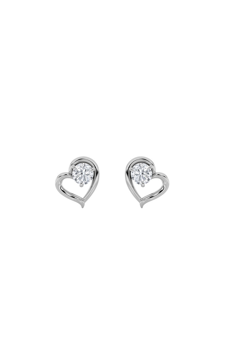 0.5CTW Round Shaped Lab Grown Diamond (F/VS) Heart Shaped Stud Earrings in 14K Gold