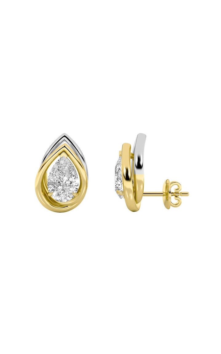 3CTW Pear Shaped Lab Grown Diamond (G/VS) Knot Earrings in 14K Gold