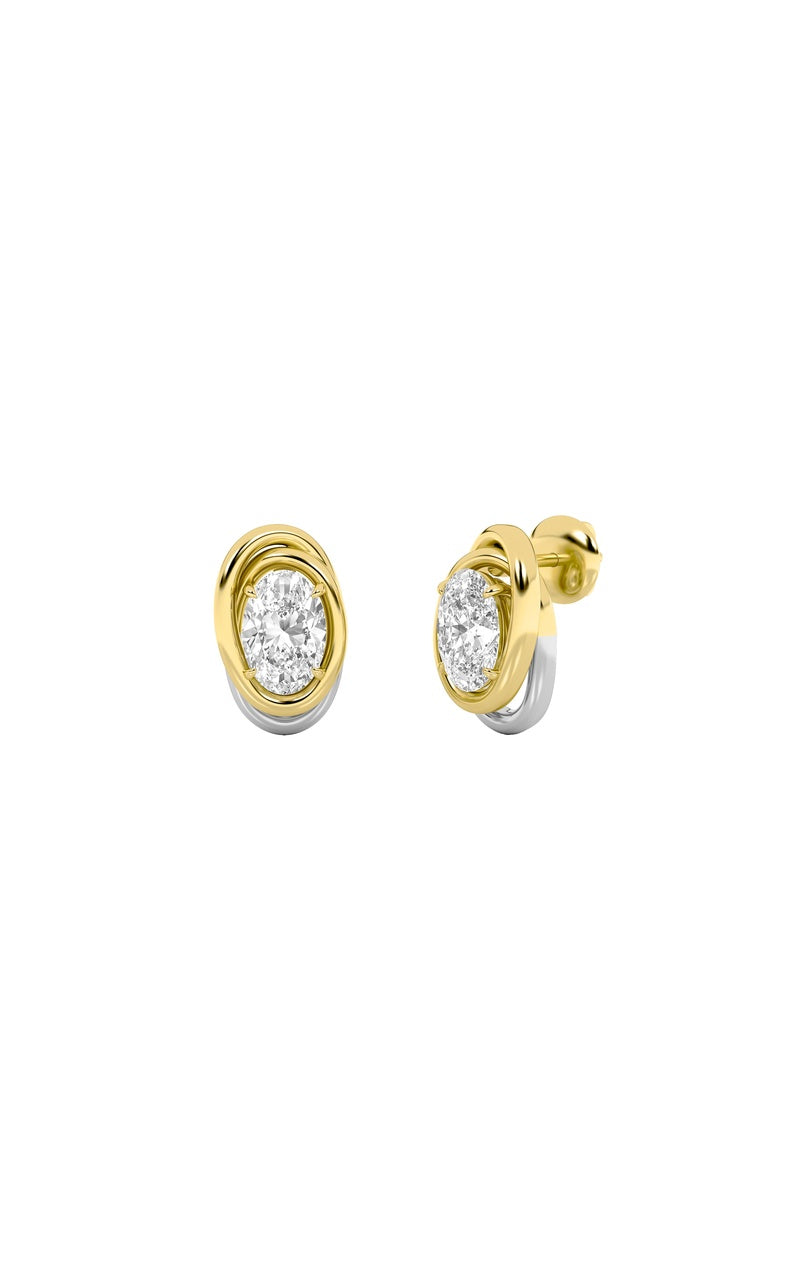 2Cttw Oval Shaped Lab Grown Diamond (F/VVS) Knot Earrings in 14K Gold
