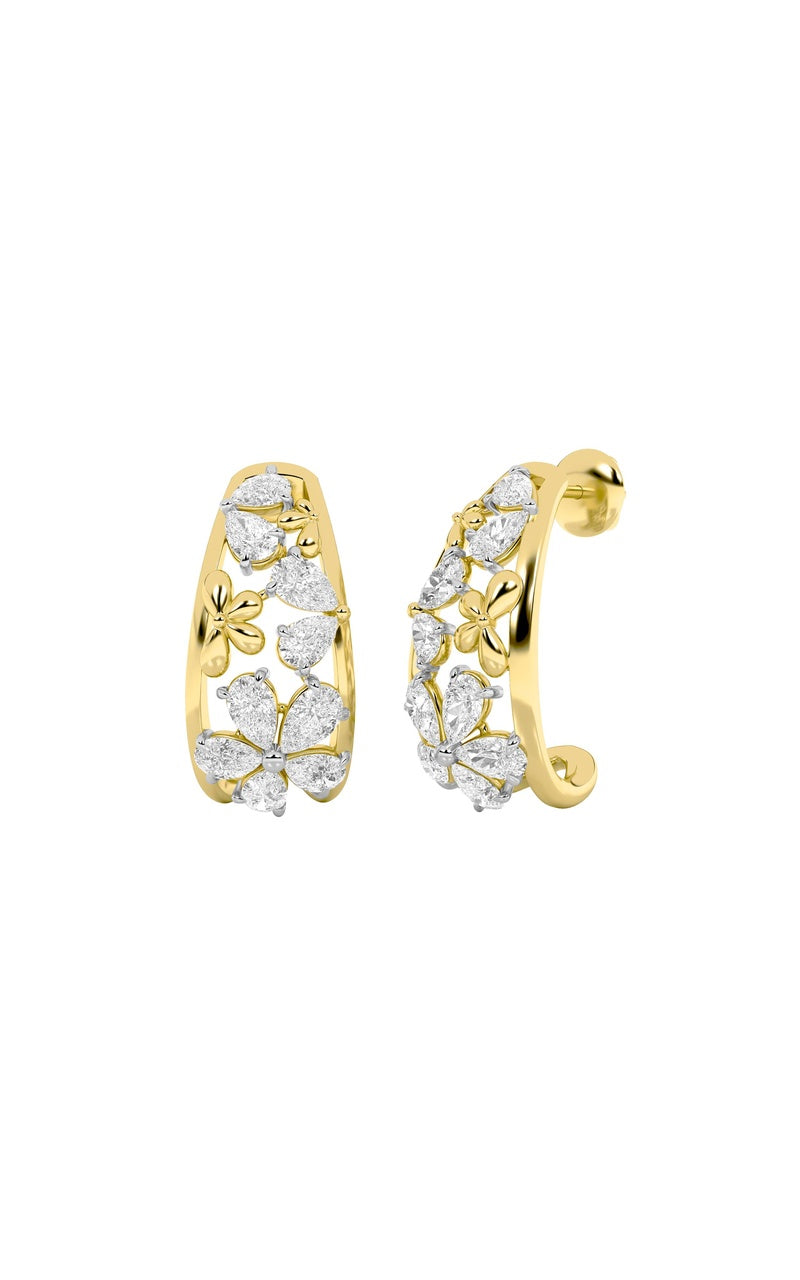 4.5Cttw Pear Shaped Lab Grown Diamond (F/VS) FancyFlower Earrings in 14K Gold
