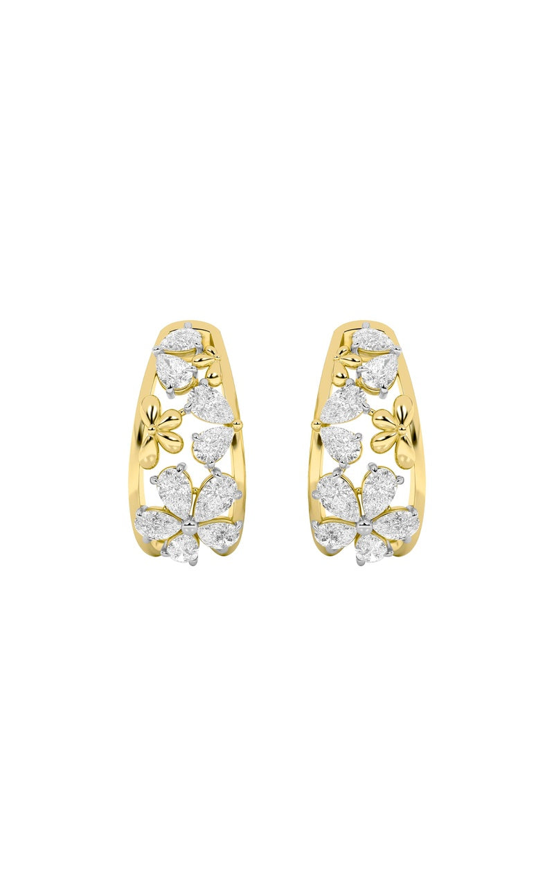 4.5Cttw Pear Shaped Lab Grown Diamond (F/VS) FancyFlower Earrings in 14K Gold
