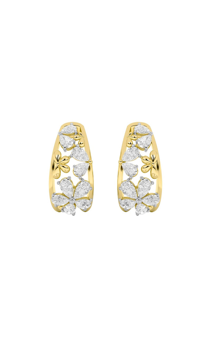 4.5Cttw Pear Shaped Lab Grown Diamond (F/VS) FancyFlower Earrings in 14K Gold