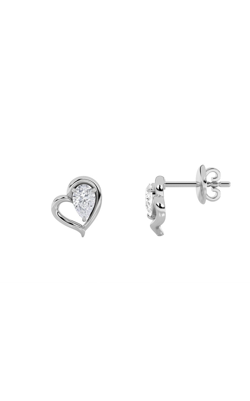 0.5Cttw Pear Shaped Lab Grown Diamond (F/VS) Heart Shaped Earrings in 14K Gold