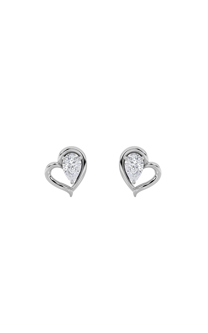 0.5Cttw Pear Shaped Lab Grown Diamond (F/VS) Heart Shaped Earrings in 14K Gold