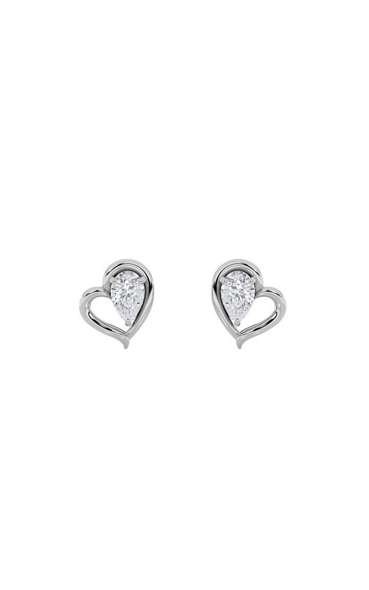 0.5CTW Pear Shaped Lab Grown Diamond (F/VS) Heart Shaped Earrings in 14K Gold