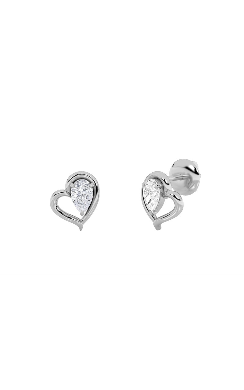 0.5Cttw Pear Shaped Lab Grown Diamond (F/VS) Heart Shaped Earrings in 14K Gold