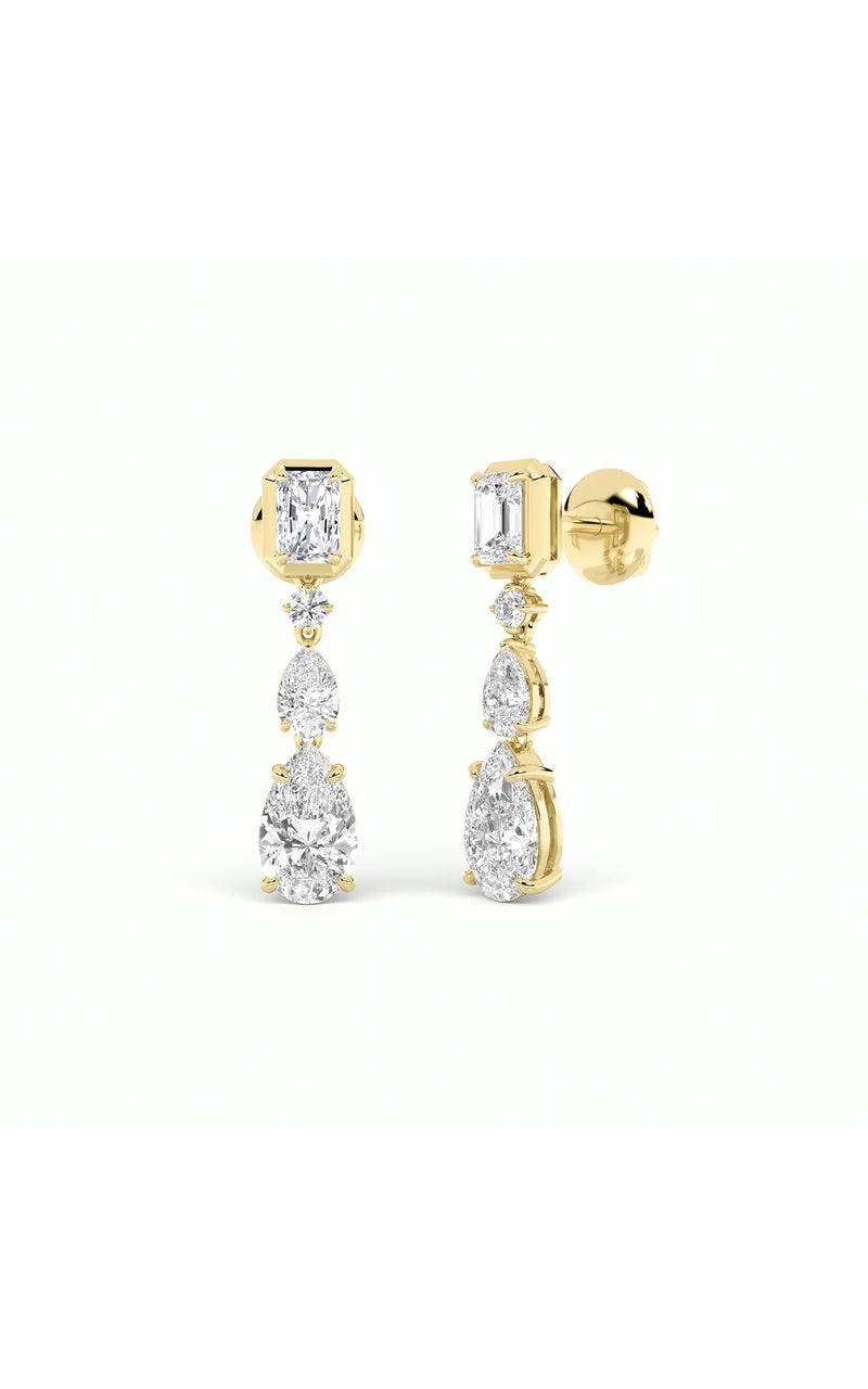 5.5Cttw Radiant Shaped Lab Grown Diamond (F/VS) Dangle Earrings in 14K Gold