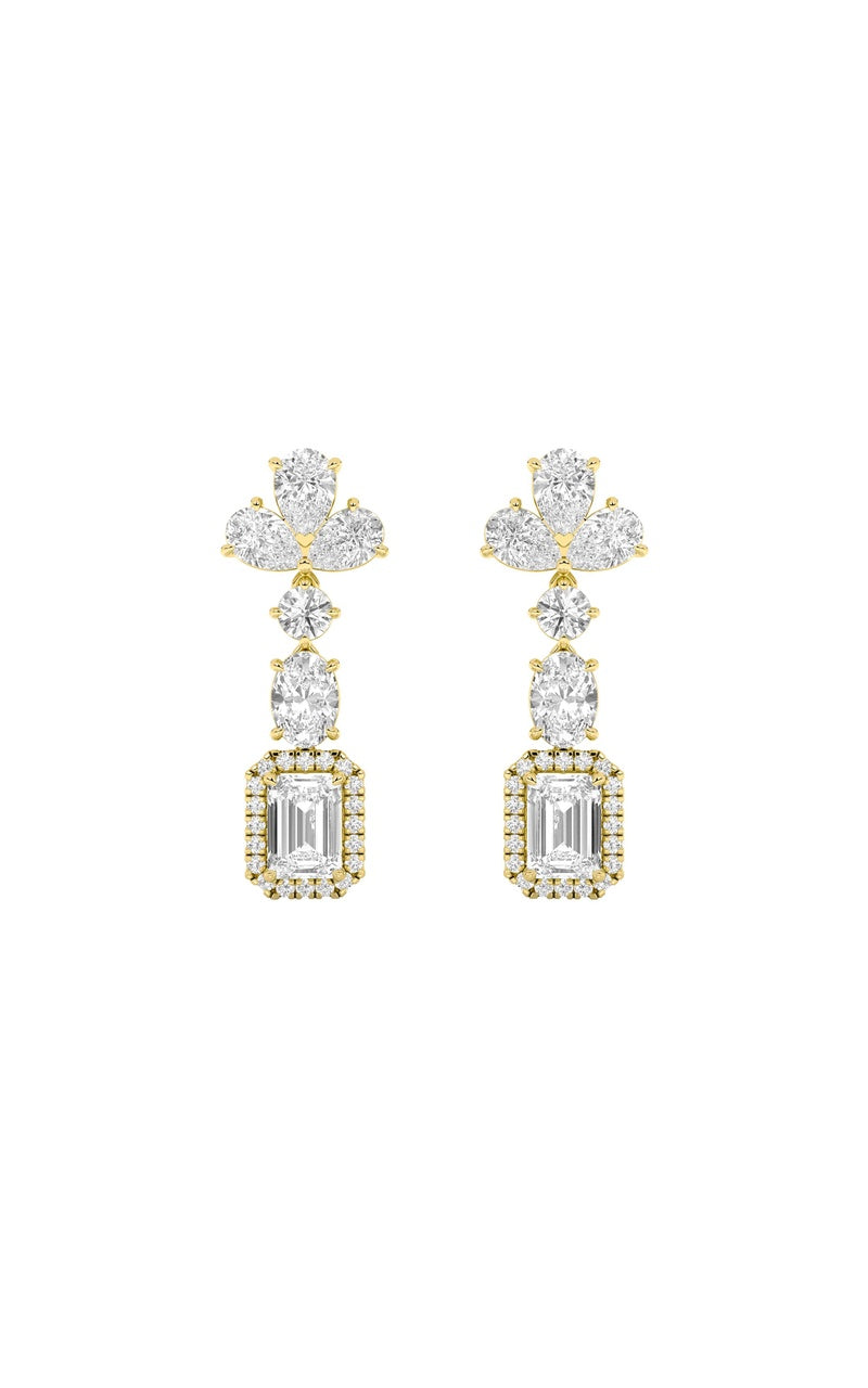 5.5Cttw Radiant Shaped Lab Grown Diamond (F/VS) Dangle Earrings in 14K Gold