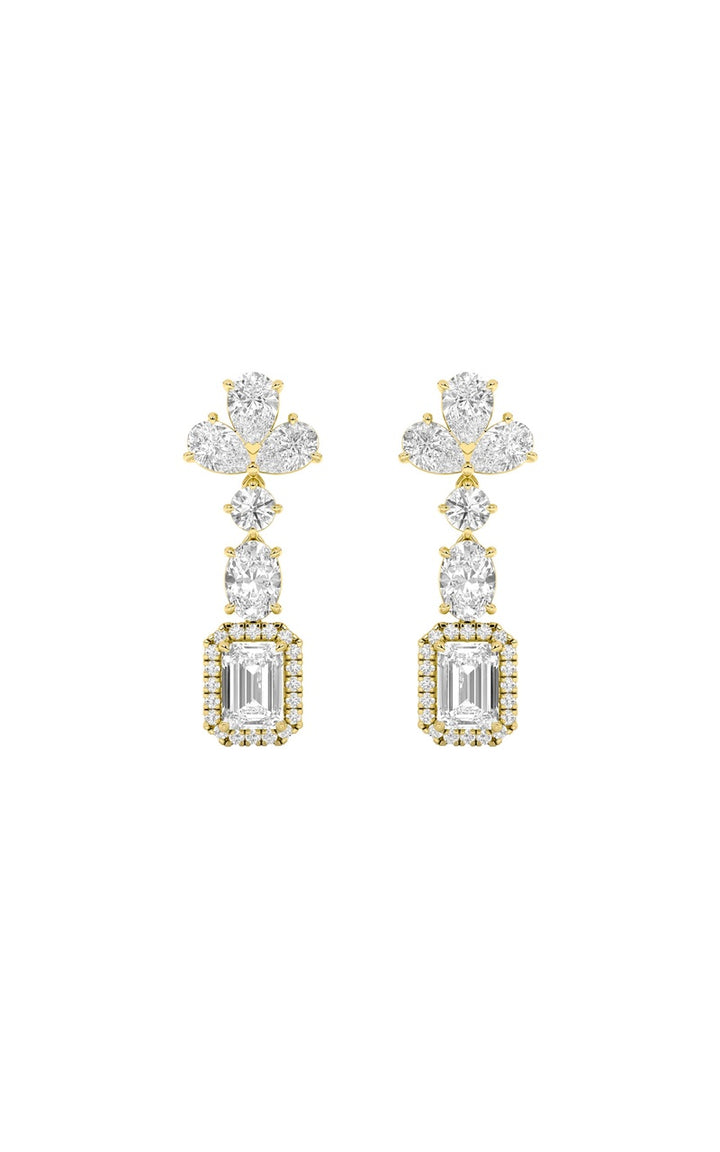 5.5Cttw Radiant Shaped Lab Grown Diamond (F/VS) Dangle Earrings in 14K Gold