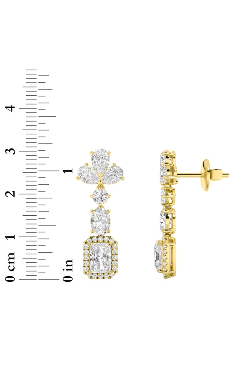 5.5CTW Radiant Shaped Lab Grown Diamond (F/VS) Dangle Earrings in 14K Gold
