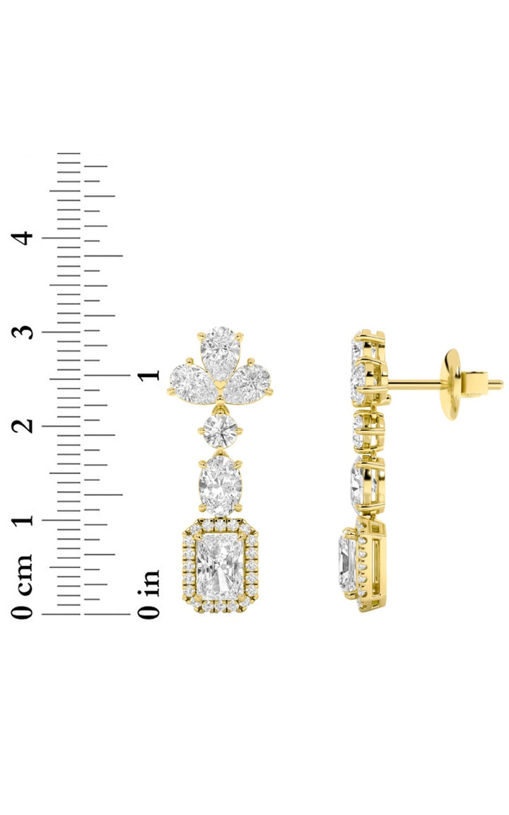 5.5CTW Radiant Shaped Lab Grown Diamond (F/VS) Dangle Earrings in 14K Gold