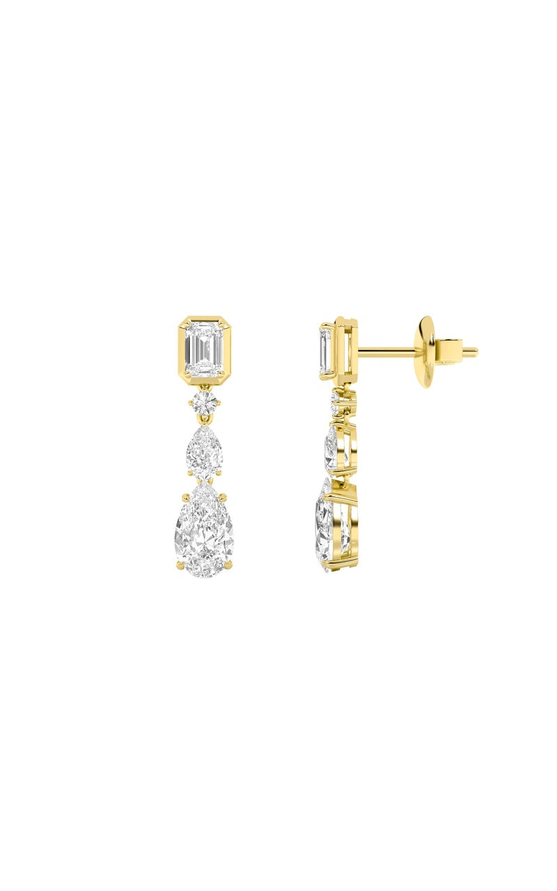 4.5CTW Pear Shaped Lab Grown Diamond (F/VS) Dangle Earrings in 10K Gold