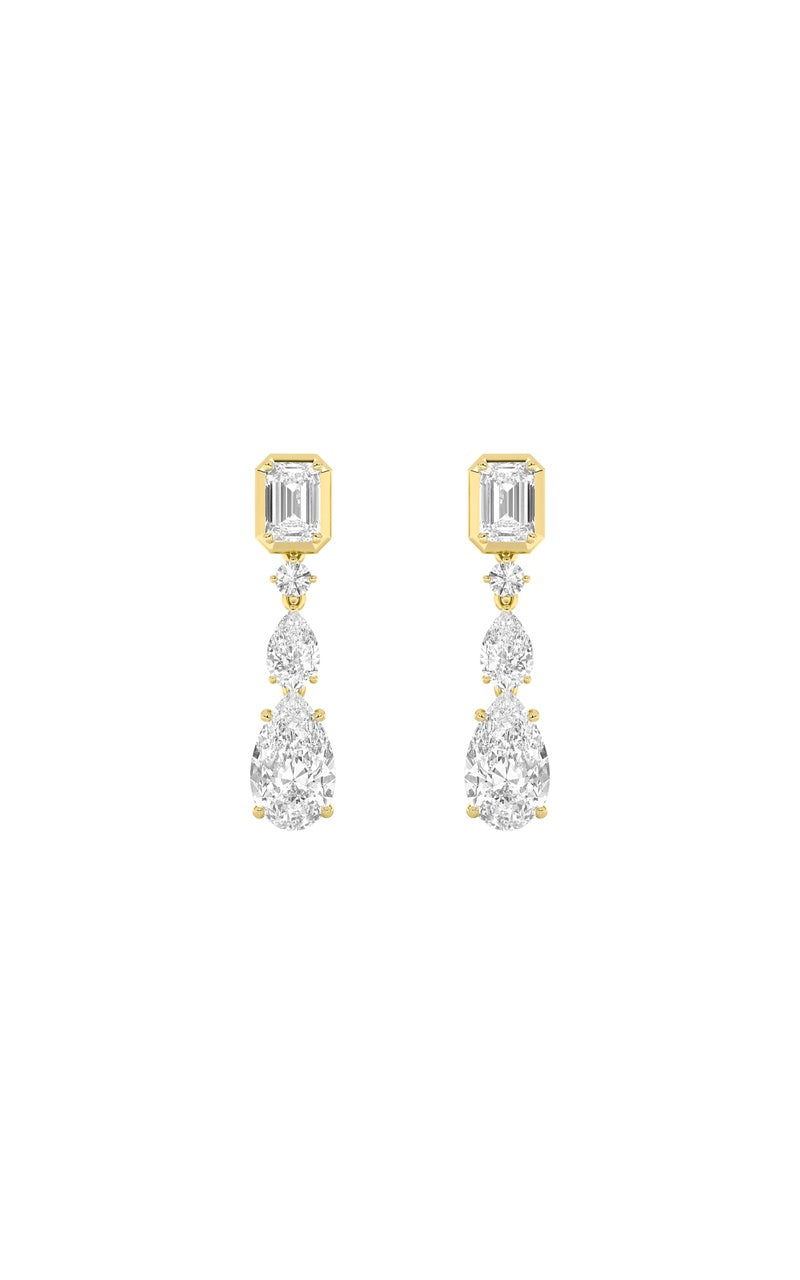 4.5CTW Pear Shaped Lab Grown Diamond (F/VS) Dangle Earrings in 10K Gold