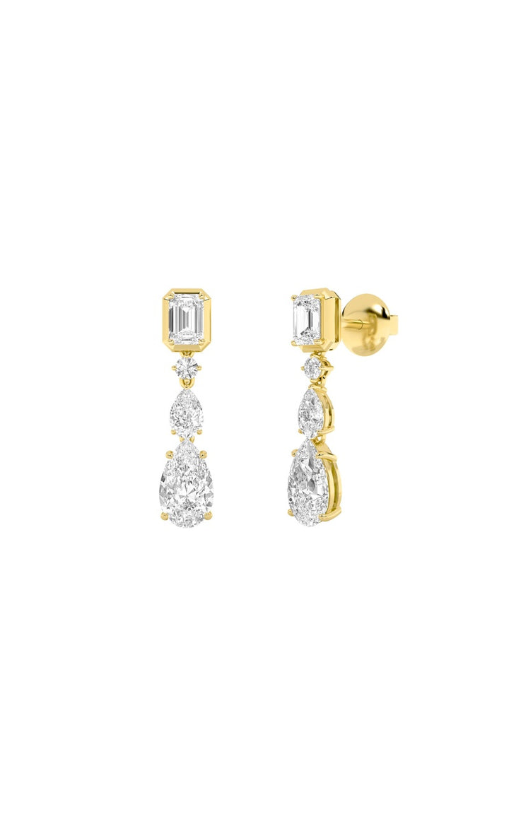 4.5CTW Pear Shaped Lab Grown Diamond (F/VS) Dangle Earrings in 10K Gold