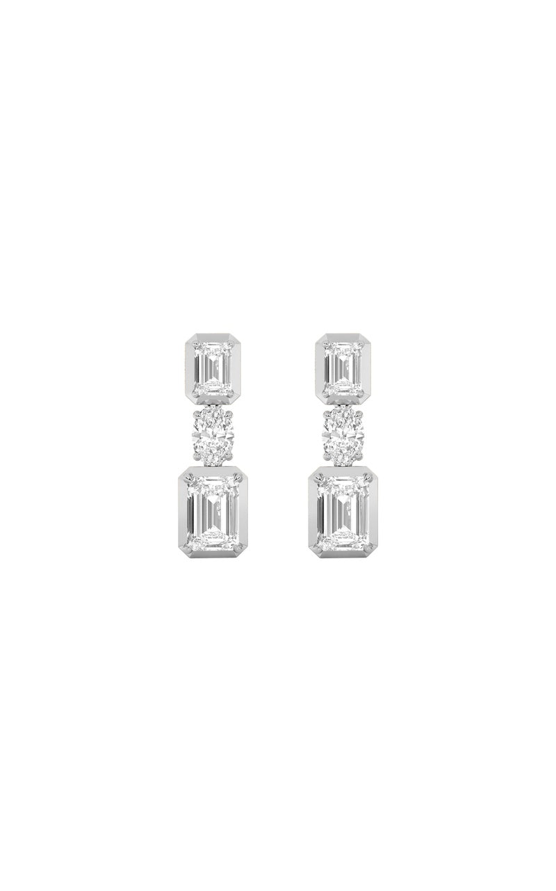 3CTW Radiant Shaped Lab Grown Diamond (F/VS) Dangle Earrings in 14K Gold