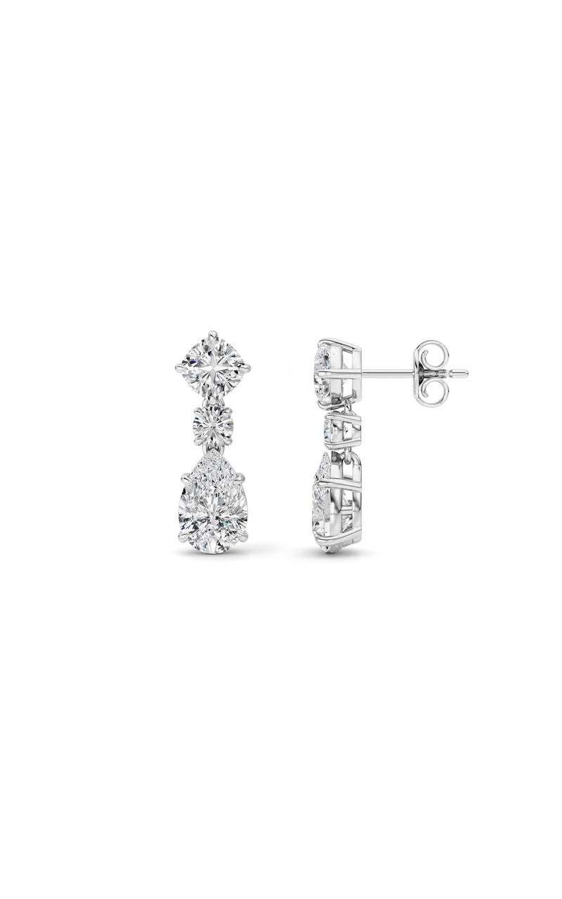 5Cttw Pear Shaped Lab Grown Diamond (F/VS) DangleEarrings in 14K Gold