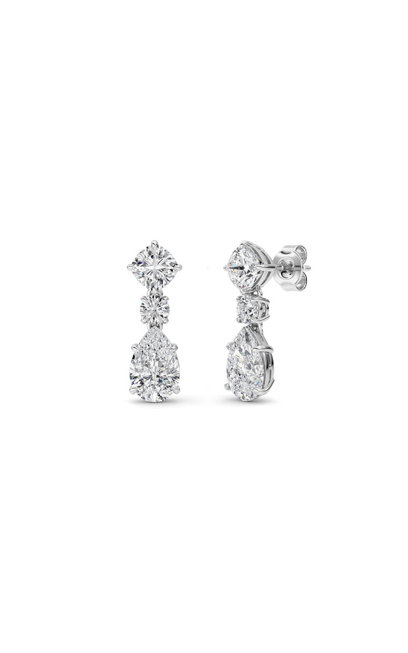 5Cttw Pear Shaped Lab Grown Diamond (F/VS) DangleEarrings in 14K Gold